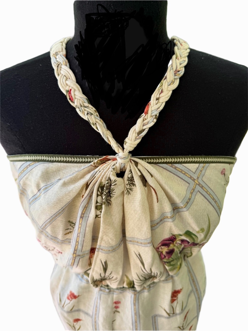 Anthropologie Ranna Gill Floral Linen Halter Jumpsuit Pants Suit Botanical Small - Picture 5 of 16